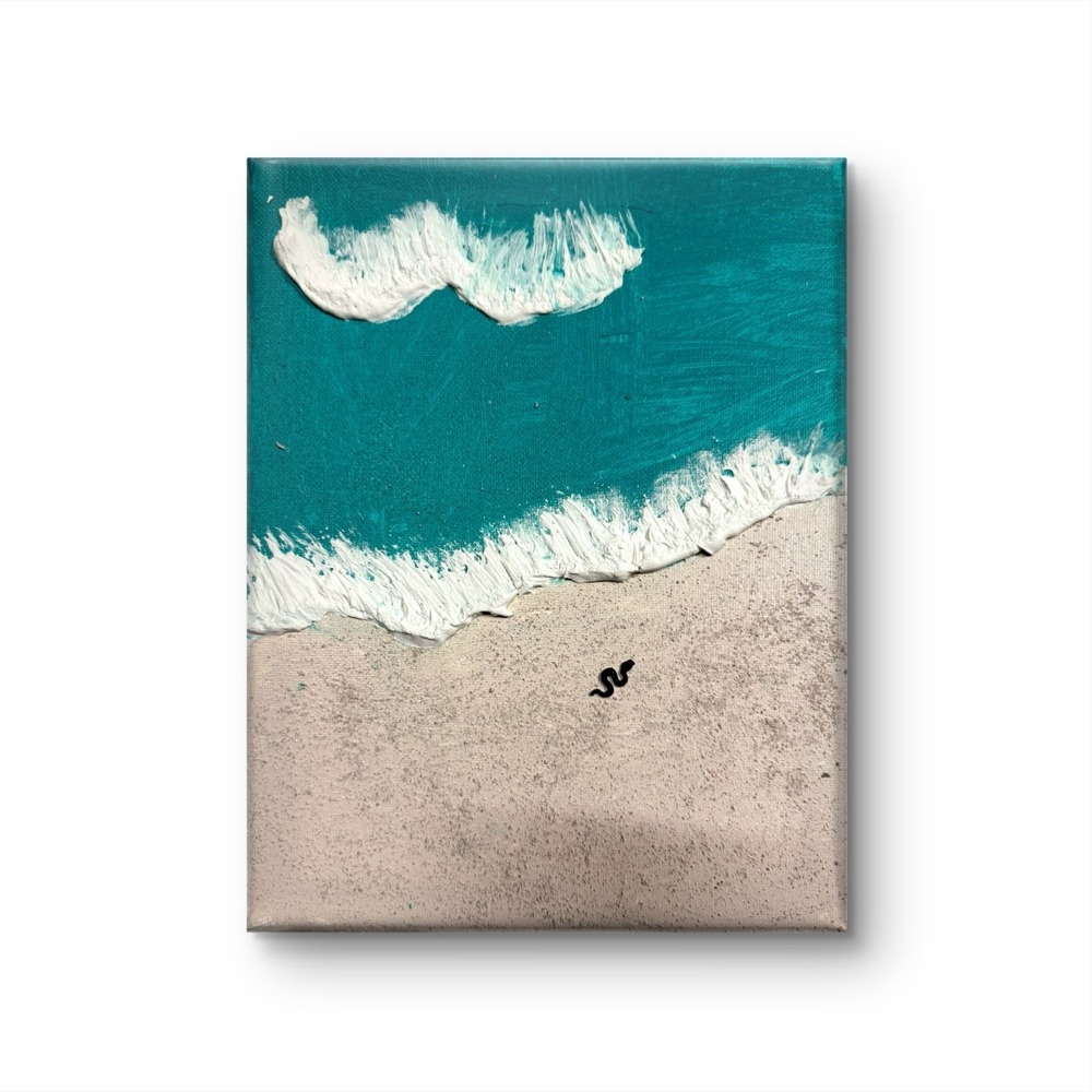 Papa Diouf Original Ocean Wave Painting Textured Coastal Beach 8x10 New